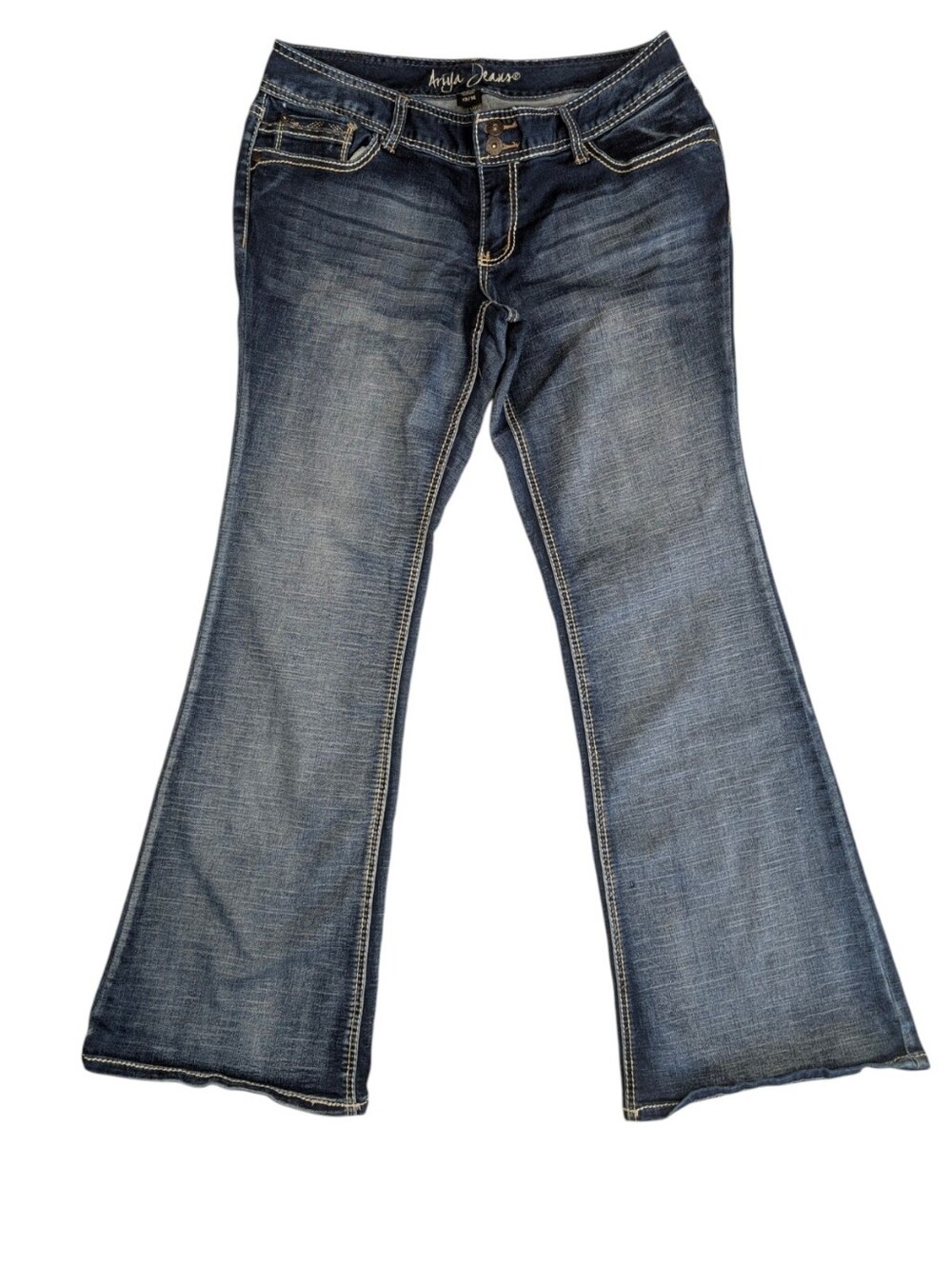 Ariya Jeans Embroidered Flap Pocket Bootcut Jeans 13/14  Contrast Stitching